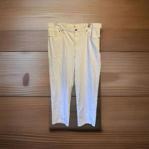 New H&M Low Waist Baggy Loose Fit Straight White Denim Jeans Lady Sz 18 Pocket